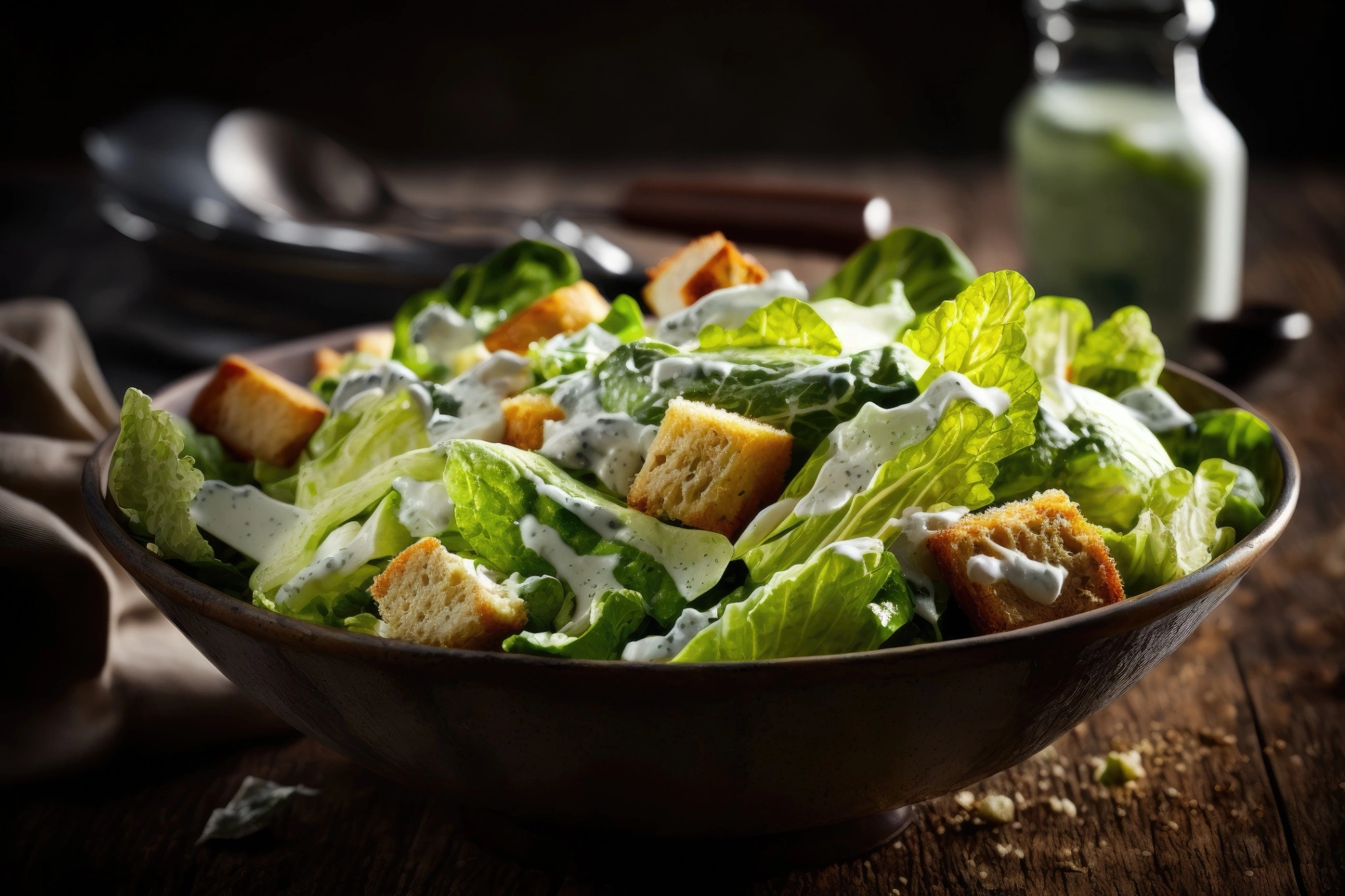 Caesar salad with croutons